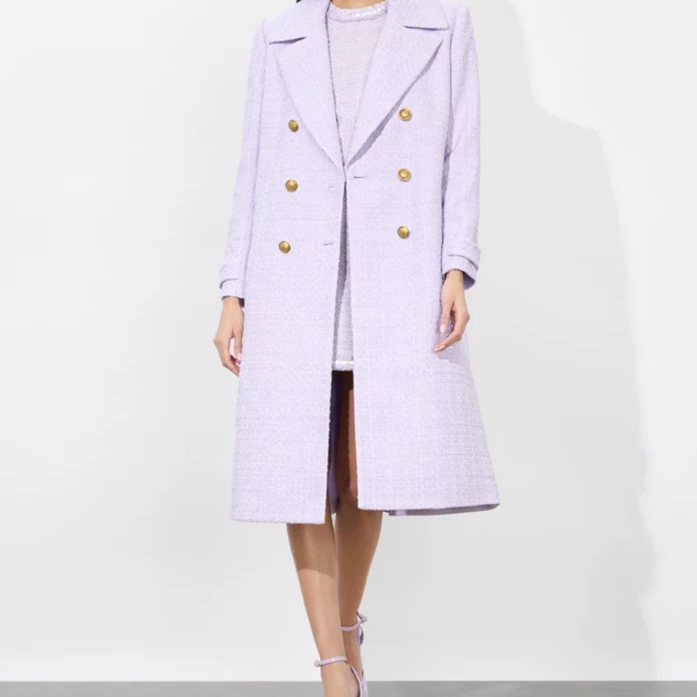 Alice + Olivia Light Purple Double-Breasted Trench Coat - Picture 5 of 13
